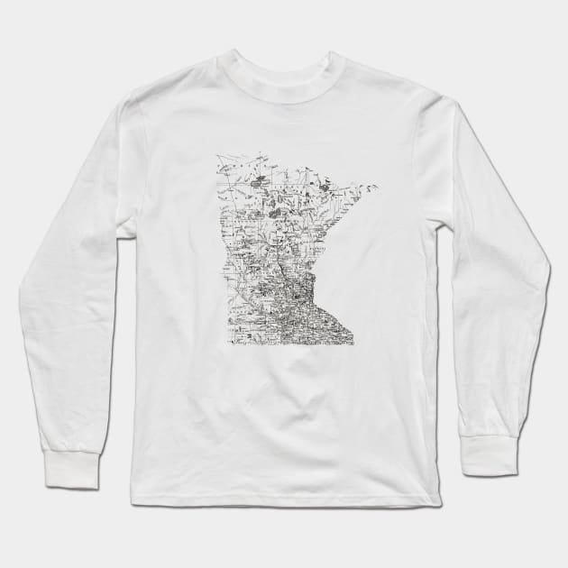 Minnesota Old Map Long Sleeve T-Shirt by tonylonder